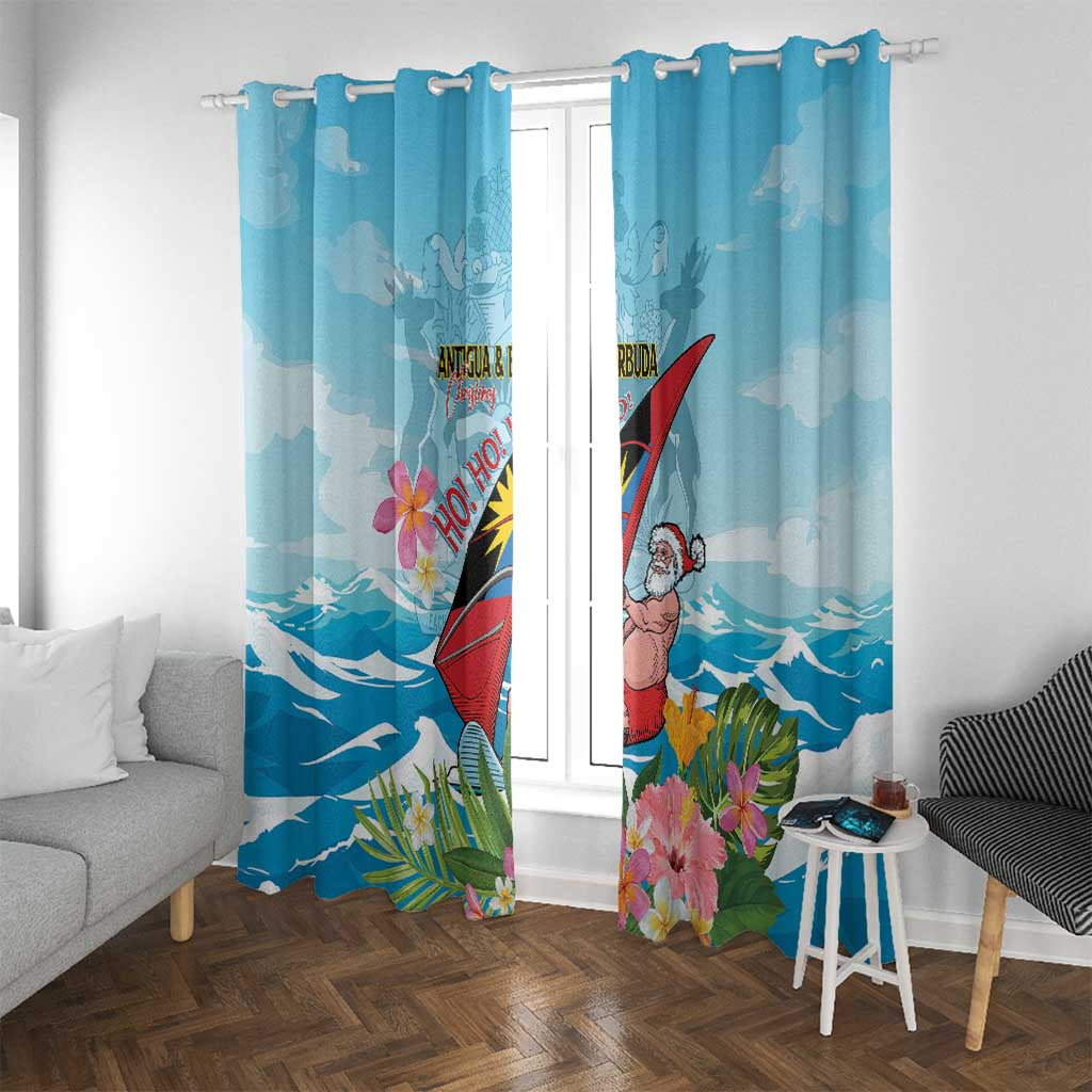 Personalized Antigua and Barbuda Christmas Window Curtain Windsurfing Santa Caribbean Tropical Style - Wonder Print Shop