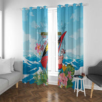 Personalized Antigua and Barbuda Christmas Window Curtain Windsurfing Santa Caribbean Tropical Style - Wonder Print Shop
