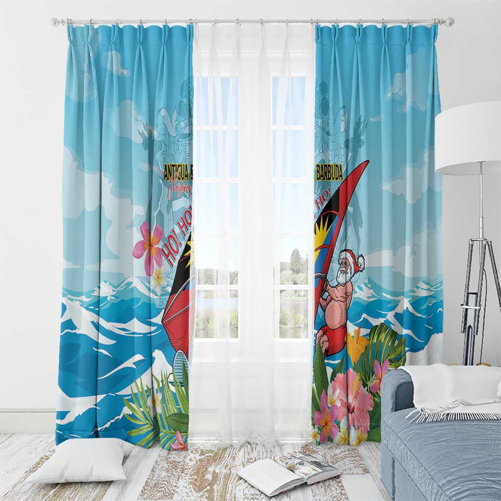 Personalized Antigua and Barbuda Christmas Window Curtain Windsurfing Santa Caribbean Tropical Style - Wonder Print Shop