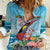 Personalized Antigua and Barbuda Christmas Women Casual Shirt Windsurfing Santa Caribbean Tropical Style - Wonder Print Shop