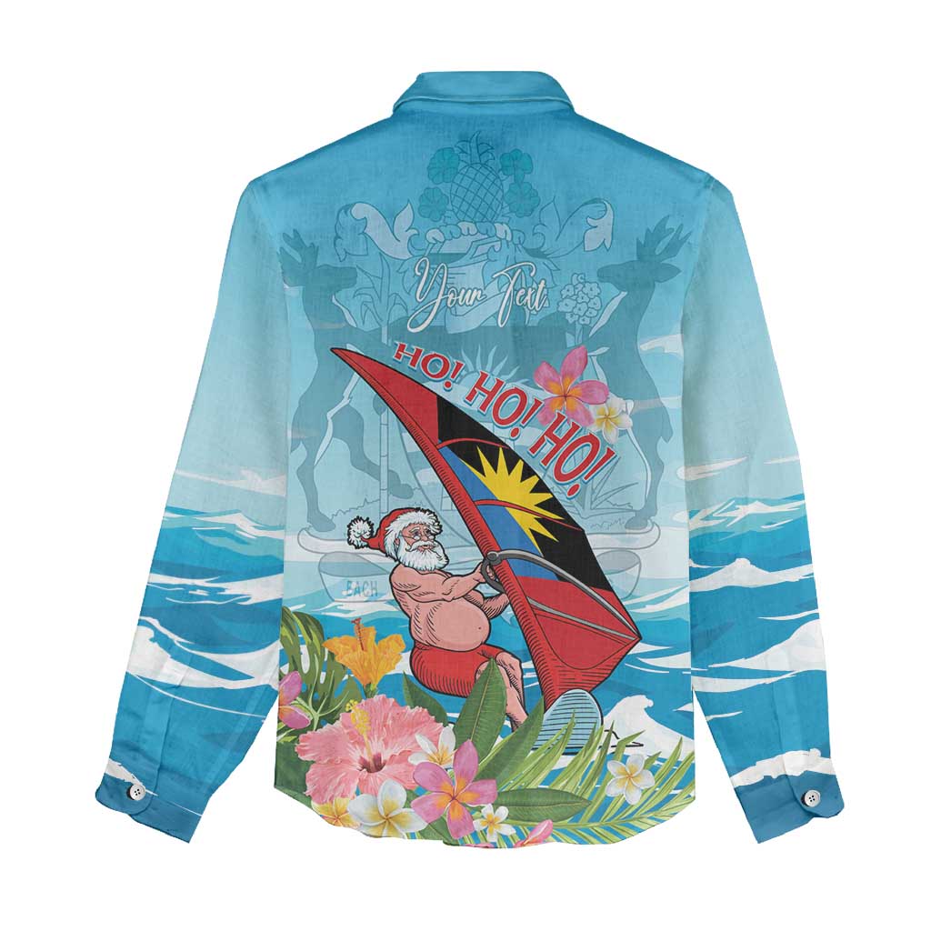 Personalized Antigua and Barbuda Christmas Women Casual Shirt Windsurfing Santa Caribbean Tropical Style - Wonder Print Shop