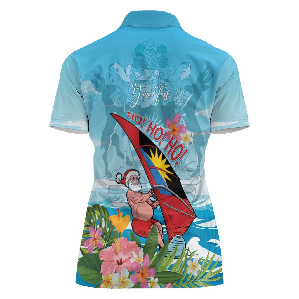 Personalized Antigua and Barbuda Christmas Women Polo Shirt Windsurfing Santa Caribbean Tropical Style - Wonder Print Shop