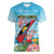 Personalized Antigua and Barbuda Christmas Women V-Neck T-Shirt Windsurfing Santa Caribbean Tropical Style - Wonder Print Shop