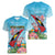 Personalized Antigua and Barbuda Christmas Women V-Neck T-Shirt Windsurfing Santa Caribbean Tropical Style - Wonder Print Shop