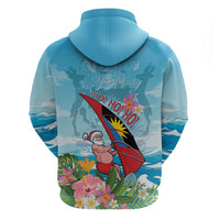 Personalized Antigua and Barbuda Christmas Zip Hoodie Windsurfing Santa Caribbean Tropical Style - Wonder Print Shop