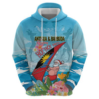 Personalized Antigua and Barbuda Christmas Zip Hoodie Windsurfing Santa Caribbean Tropical Style - Wonder Print Shop