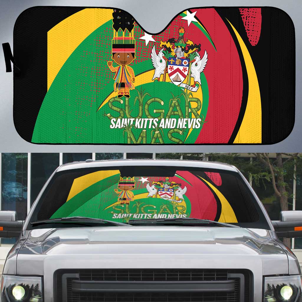 St Kitts and Nevis Sugar Mas Auto Sun Shade Caribbean Masquerade Flag Color - Wonder Print Shop
