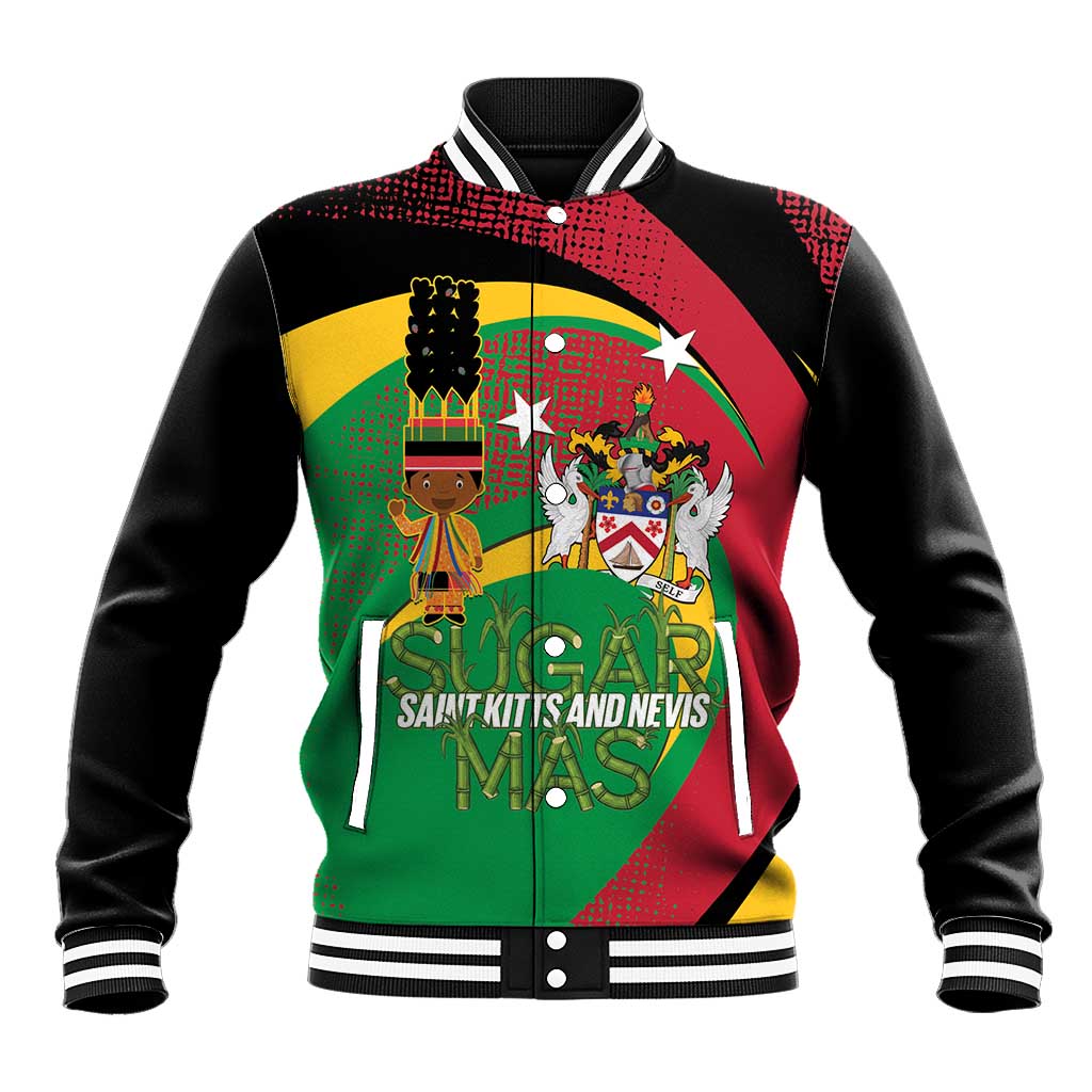 St Kitts and Nevis Sugar Mas Baseball Jacket Caribbean Masquerade Flag Color - Wonder Print Shop