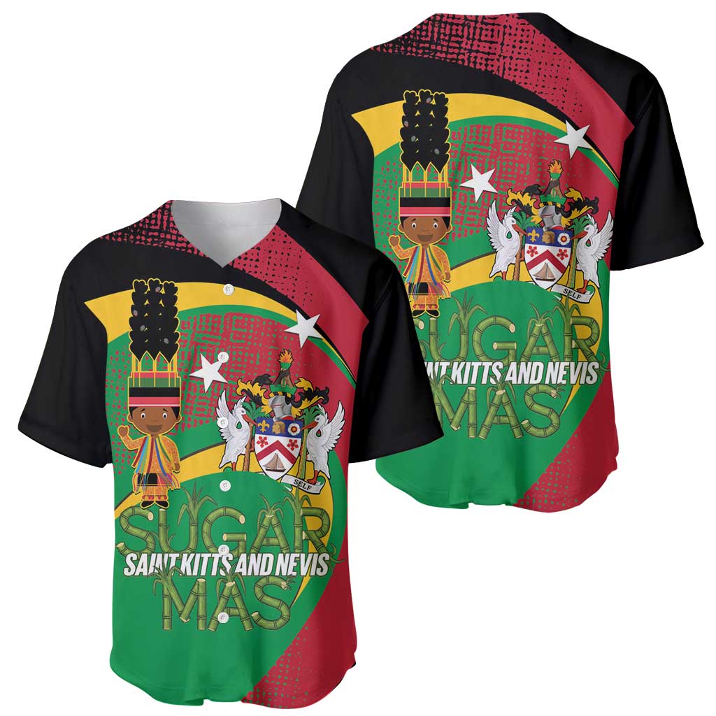 St Kitts and Nevis Sugar Mas Baseball Jersey Caribbean Masquerade Flag Color - Wonder Print Shop