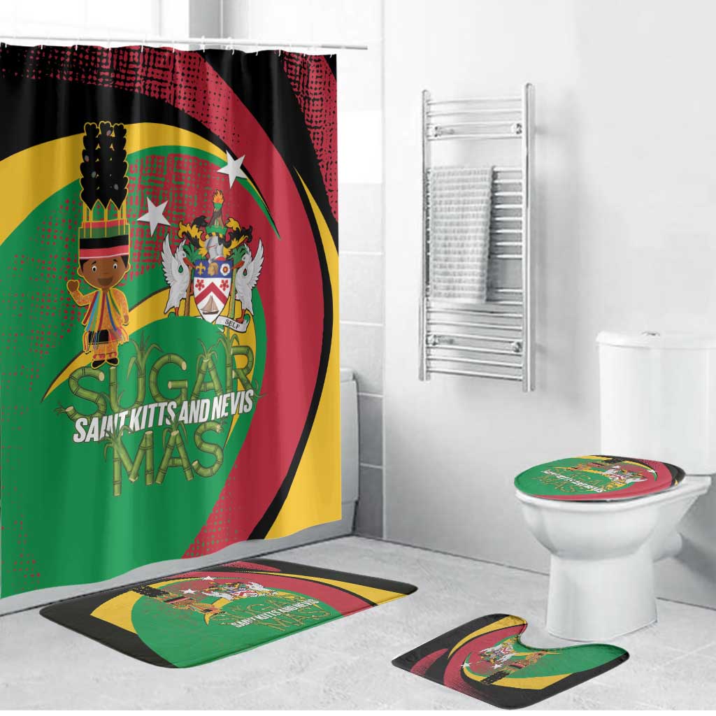 St Kitts and Nevis Sugar Mas Bathroom Set Caribbean Masquerade Flag Color - Wonder Print Shop