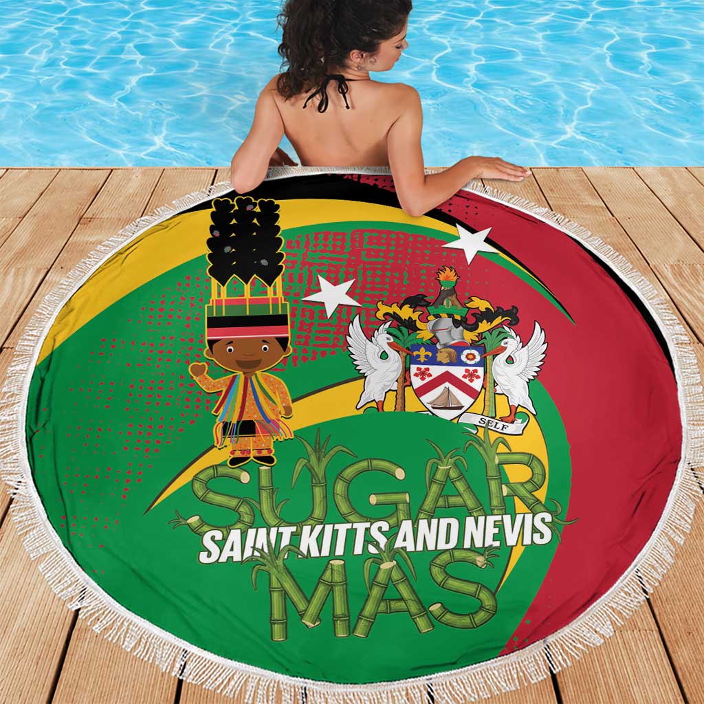 St Kitts and Nevis Sugar Mas Beach Blanket Caribbean Masquerade Flag Color - Wonder Print Shop