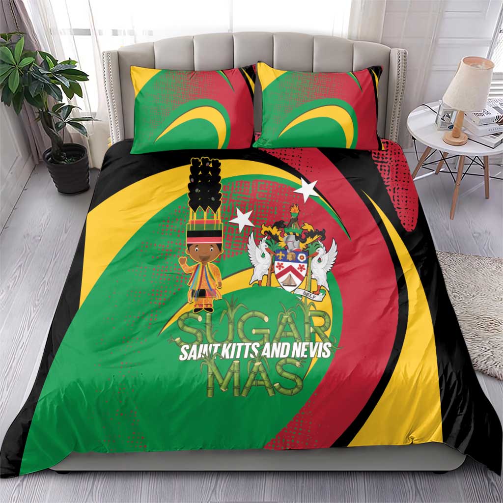 St Kitts and Nevis Sugar Mas Bedding Set Caribbean Masquerade Flag Color - Wonder Print Shop