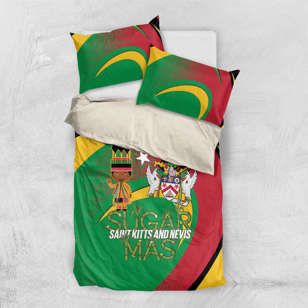 St Kitts and Nevis Sugar Mas Bedding Set Caribbean Masquerade Flag Color - Wonder Print Shop
