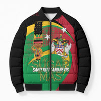 St Kitts and Nevis Sugar Mas Bomber Puffer Jacket Caribbean Masquerade Flag Color - Wonder Print Shop