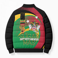 St Kitts and Nevis Sugar Mas Bomber Puffer Jacket Caribbean Masquerade Flag Color - Wonder Print Shop