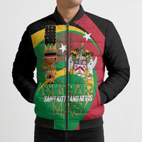 St Kitts and Nevis Sugar Mas Bomber Puffer Jacket Caribbean Masquerade Flag Color - Wonder Print Shop