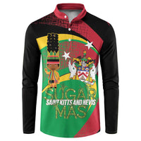 St Kitts and Nevis Sugar Mas Button Sweatshirt Caribbean Masquerade Flag Color - Wonder Print Shop