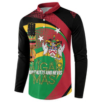 St Kitts and Nevis Sugar Mas Button Sweatshirt Caribbean Masquerade Flag Color - Wonder Print Shop