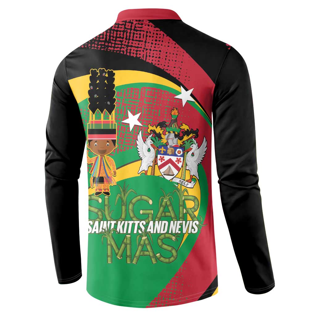 St Kitts and Nevis Sugar Mas Button Sweatshirt Caribbean Masquerade Flag Color - Wonder Print Shop