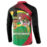 St Kitts and Nevis Sugar Mas Button Sweatshirt Caribbean Masquerade Flag Color - Wonder Print Shop