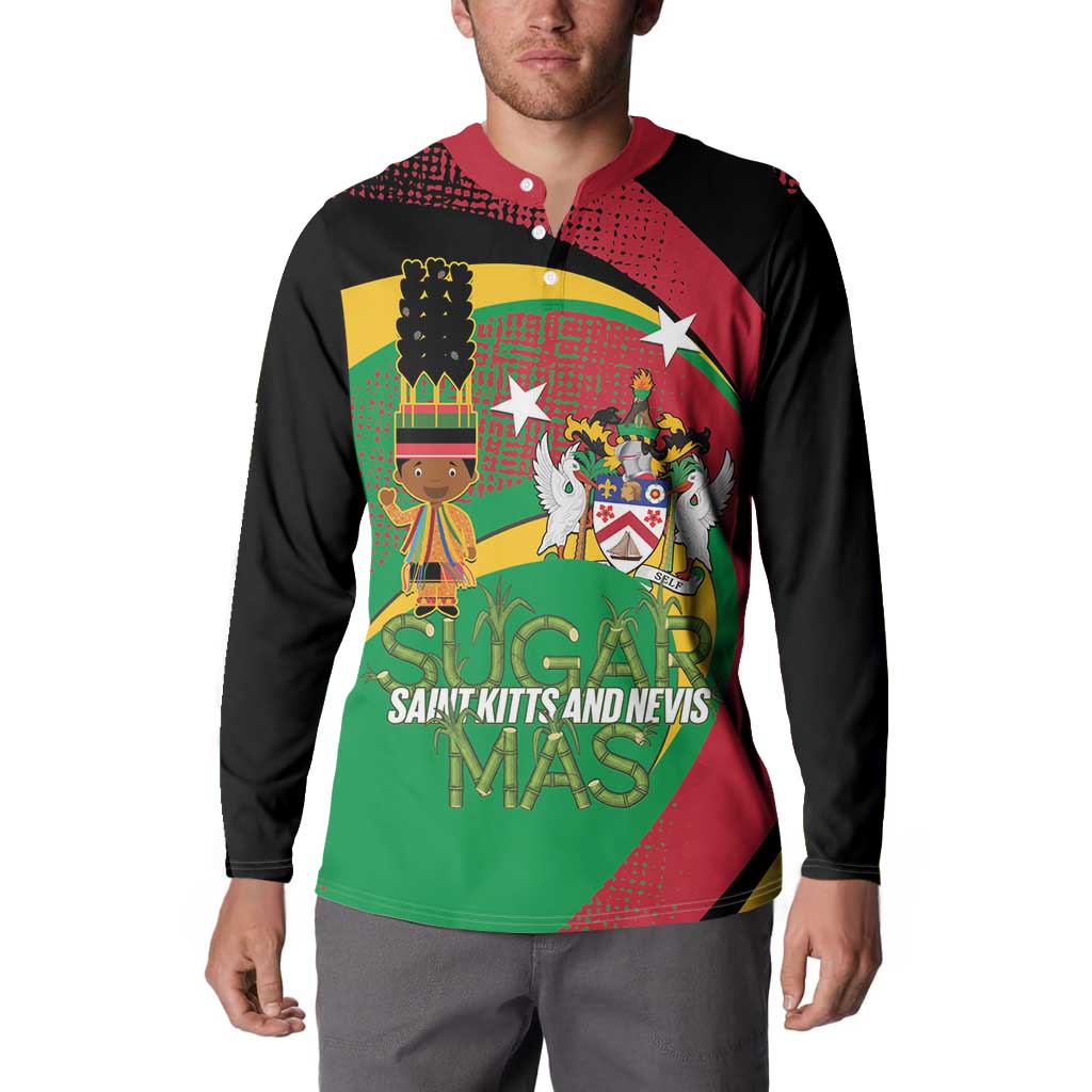 St Kitts and Nevis Sugar Mas Button Sweatshirt Caribbean Masquerade Flag Color - Wonder Print Shop