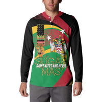 St Kitts and Nevis Sugar Mas Button Sweatshirt Caribbean Masquerade Flag Color - Wonder Print Shop