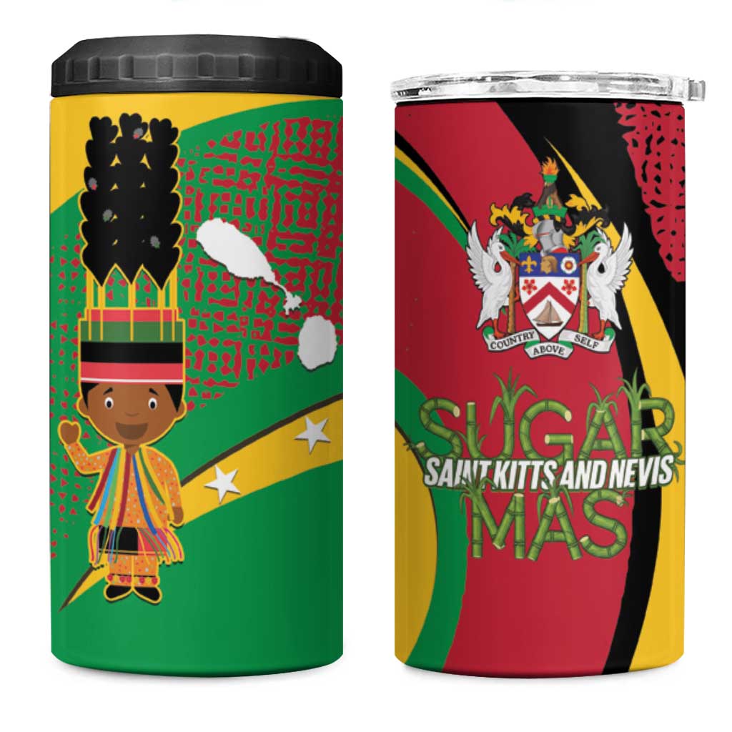 St Kitts and Nevis Sugar Mas 4 in 1 Can Cooler Tumbler Caribbean Masquerade Flag Color - Wonder Print Shop