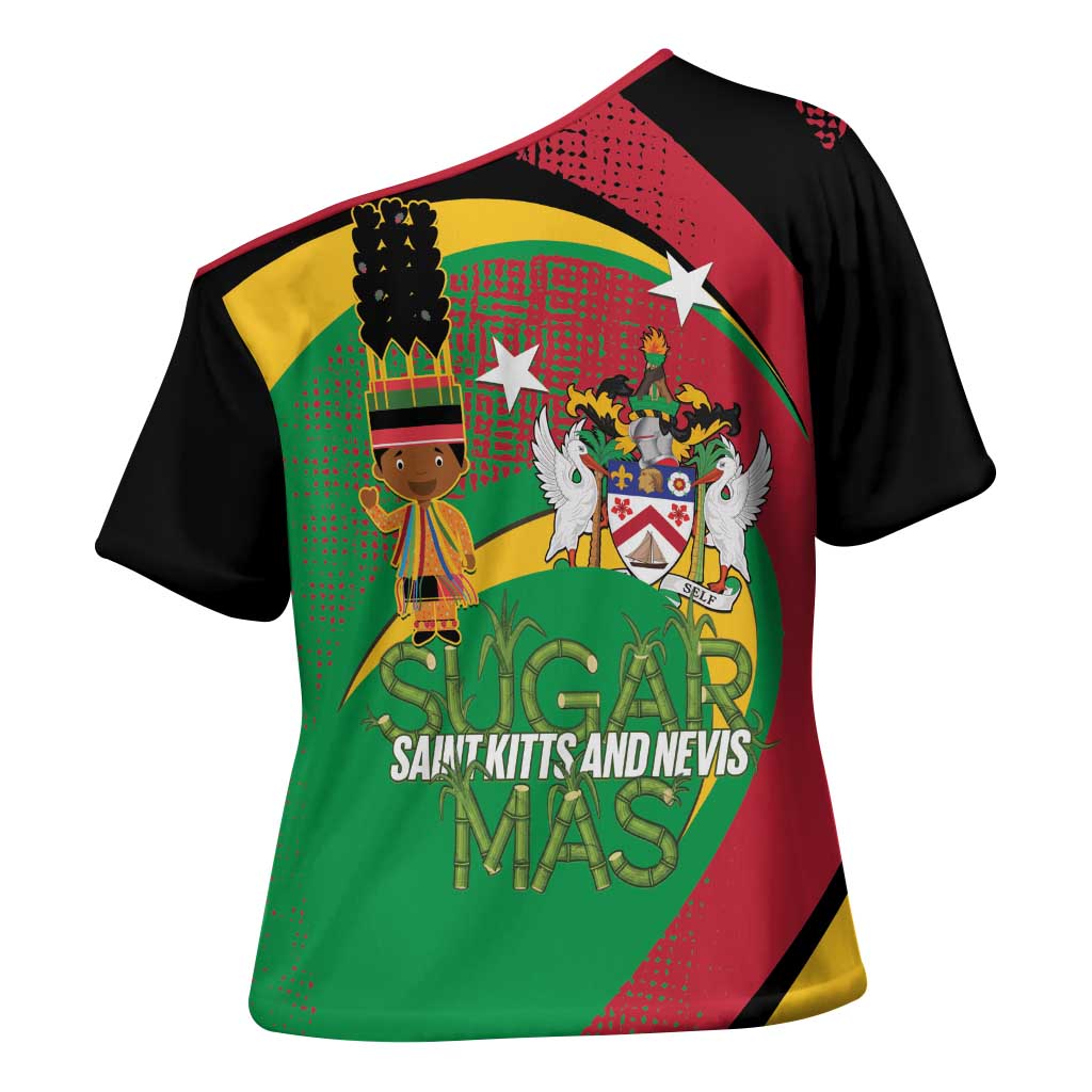St Kitts and Nevis Sugar Mas Cross Shoulder Shirt Caribbean Masquerade Flag Color - Wonder Print Shop