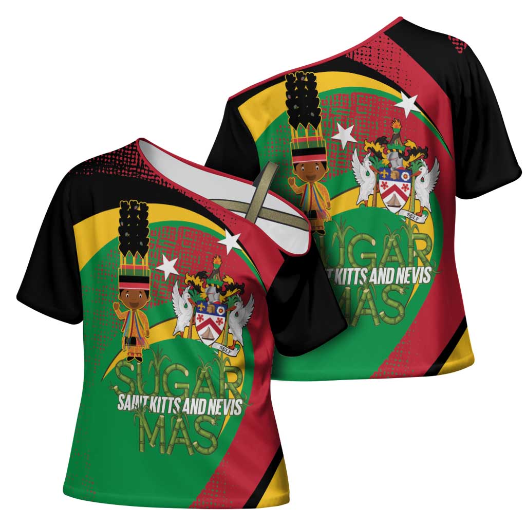 St Kitts and Nevis Sugar Mas Cross Shoulder Shirt Caribbean Masquerade Flag Color - Wonder Print Shop