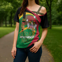 St Kitts and Nevis Sugar Mas Cross Shoulder Shirt Caribbean Masquerade Flag Color - Wonder Print Shop