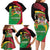 St Kitts and Nevis Sugar Mas Family Matching Long Sleeve Bodycon Dress and Hawaiian Shirt Caribbean Masquerade Flag Color - Wonder Print Shop