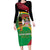 St Kitts and Nevis Sugar Mas Family Matching Long Sleeve Bodycon Dress and Hawaiian Shirt Caribbean Masquerade Flag Color - Wonder Print Shop