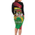 St Kitts and Nevis Sugar Mas Family Matching Long Sleeve Bodycon Dress and Hawaiian Shirt Caribbean Masquerade Flag Color - Wonder Print Shop