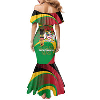 St Kitts and Nevis Sugar Mas Family Matching Mermaid Dress and Hawaiian Shirt Caribbean Masquerade Flag Color - Wonder Print Shop