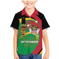 St Kitts and Nevis Sugar Mas Family Matching Mermaid Dress and Hawaiian Shirt Caribbean Masquerade Flag Color - Wonder Print Shop
