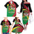 St Kitts and Nevis Sugar Mas Family Matching Off The Shoulder Long Sleeve Dress and Hawaiian Shirt Caribbean Masquerade Flag Color - Wonder Print Shop