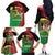 St Kitts and Nevis Sugar Mas Family Matching Off The Shoulder Long Sleeve Dress and Hawaiian Shirt Caribbean Masquerade Flag Color - Wonder Print Shop