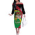 St Kitts and Nevis Sugar Mas Family Matching Off The Shoulder Long Sleeve Dress and Hawaiian Shirt Caribbean Masquerade Flag Color - Wonder Print Shop