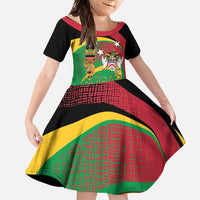 St Kitts and Nevis Sugar Mas Family Matching Off Shoulder Maxi Dress and Hawaiian Shirt Caribbean Masquerade Flag Color - Wonder Print Shop