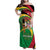 St Kitts and Nevis Sugar Mas Family Matching Off Shoulder Maxi Dress and Hawaiian Shirt Caribbean Masquerade Flag Color - Wonder Print Shop