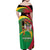 St Kitts and Nevis Sugar Mas Family Matching Off Shoulder Maxi Dress and Hawaiian Shirt Caribbean Masquerade Flag Color - Wonder Print Shop