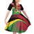 St Kitts and Nevis Sugar Mas Family Matching Off Shoulder Short Dress and Hawaiian Shirt Caribbean Masquerade Flag Color - Wonder Print Shop