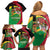 St Kitts and Nevis Sugar Mas Family Matching Off Shoulder Short Dress and Hawaiian Shirt Caribbean Masquerade Flag Color - Wonder Print Shop