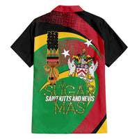 St Kitts and Nevis Sugar Mas Family Matching Off Shoulder Short Dress and Hawaiian Shirt Caribbean Masquerade Flag Color - Wonder Print Shop