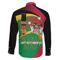 St Kitts and Nevis Sugar Mas Family Matching Off Shoulder Short Dress and Hawaiian Shirt Caribbean Masquerade Flag Color - Wonder Print Shop