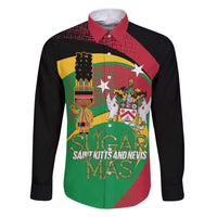 St Kitts and Nevis Sugar Mas Family Matching Short Sleeve Bodycon Dress and Hawaiian Shirt Caribbean Masquerade Flag Color - Wonder Print Shop