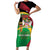 St Kitts and Nevis Sugar Mas Family Matching Short Sleeve Bodycon Dress and Hawaiian Shirt Caribbean Masquerade Flag Color - Wonder Print Shop