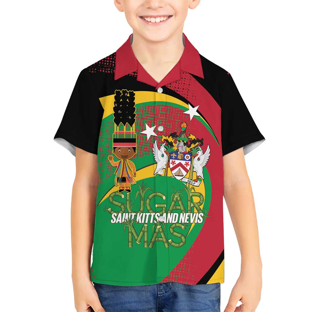 St Kitts and Nevis Sugar Mas Family Matching Tank Maxi Dress and Hawaiian Shirt Caribbean Masquerade Flag Color - Wonder Print Shop