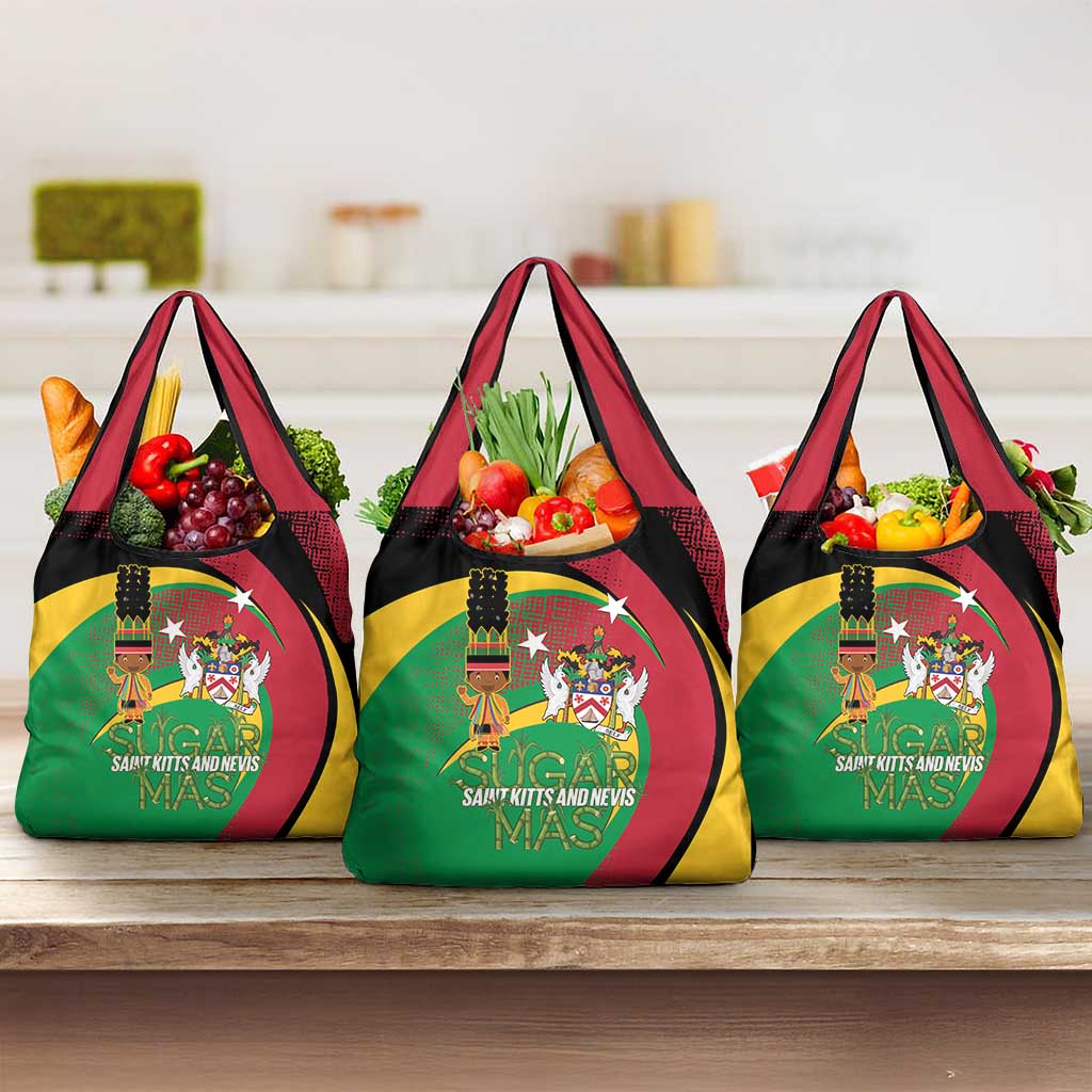 St Kitts and Nevis Sugar Mas Grocery Bag Caribbean Masquerade Flag Color - Wonder Print Shop