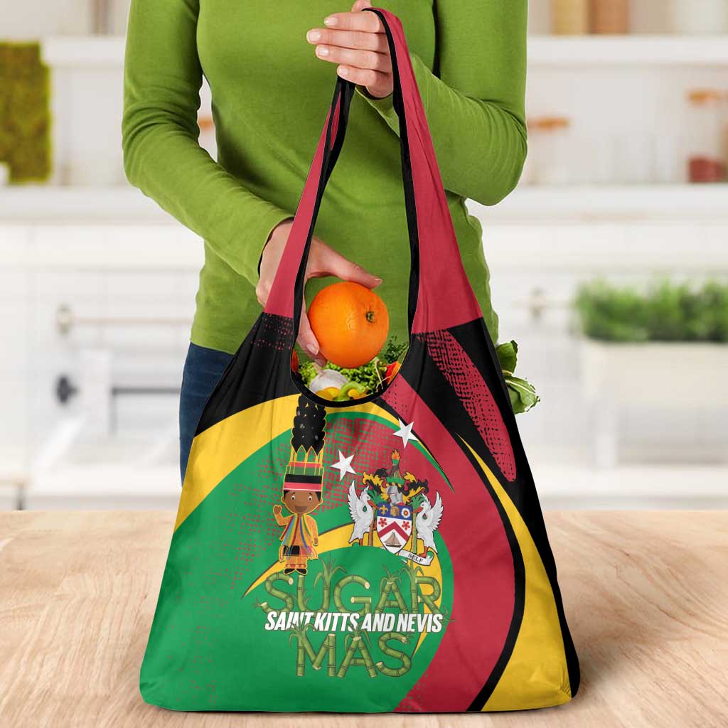 St Kitts and Nevis Sugar Mas Grocery Bag Caribbean Masquerade Flag Color - Wonder Print Shop